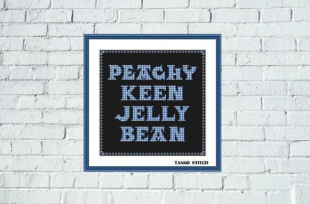 Peachy keen Jelly bean funny cross stitch