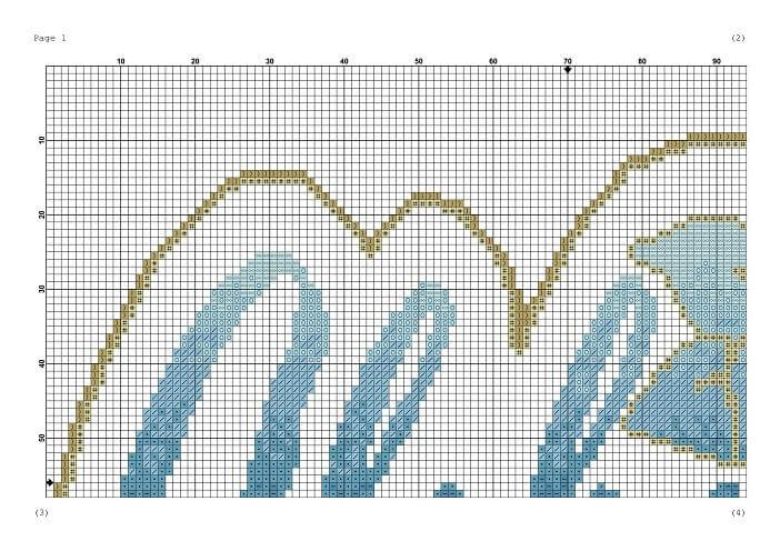 Aloha gradient lettering cross stitch pattern