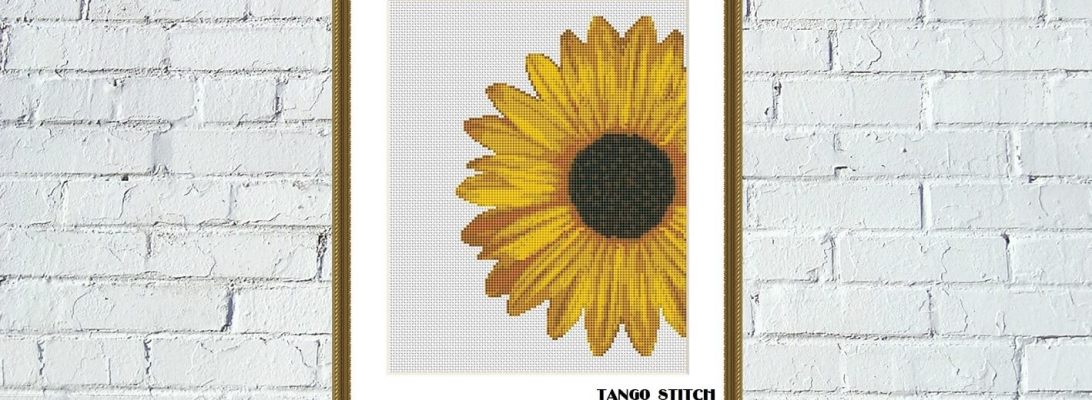 Gerbera beautiful yellow flower cross stitch pattern