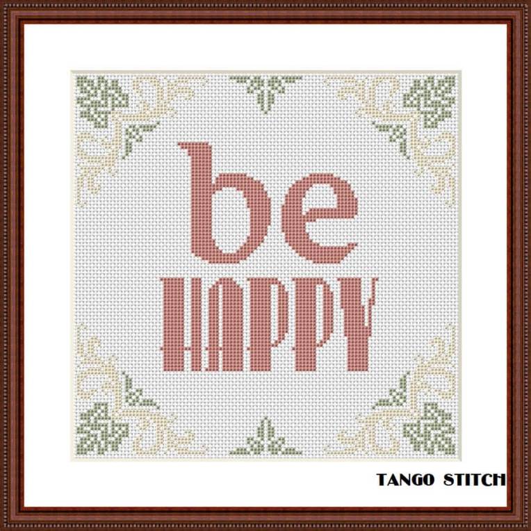 Be happy birthday greeting cross stitch pattern, Tango Stitch
