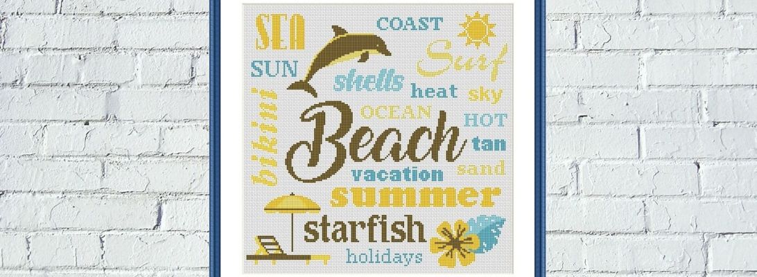 Summer beach sea sun holidays vacation cross stitch pattern