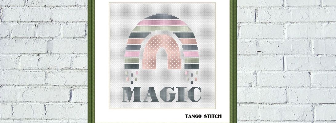 Boho rainbow MAGIC nursery cross stitch pattern