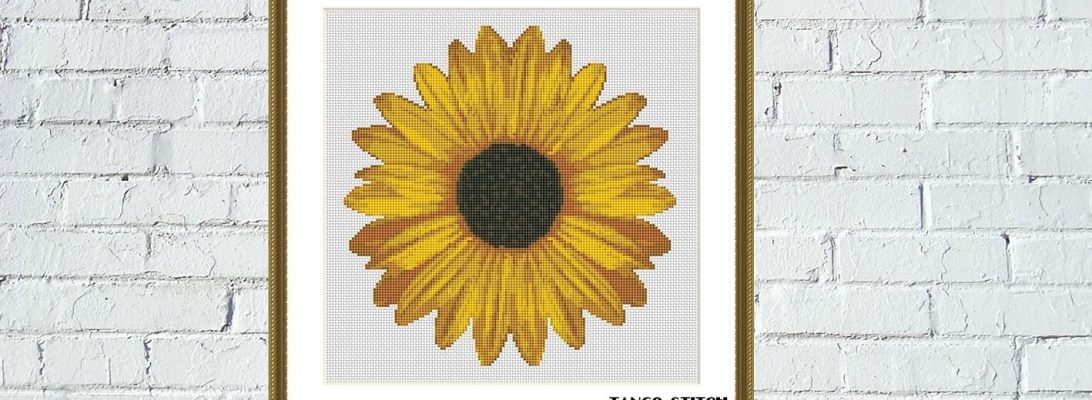 Gerbera hand embroidered flower cross stitch pattern