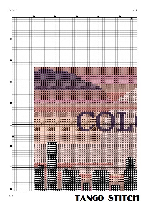Colorado USA state map skyline sunset cross stitch pattern