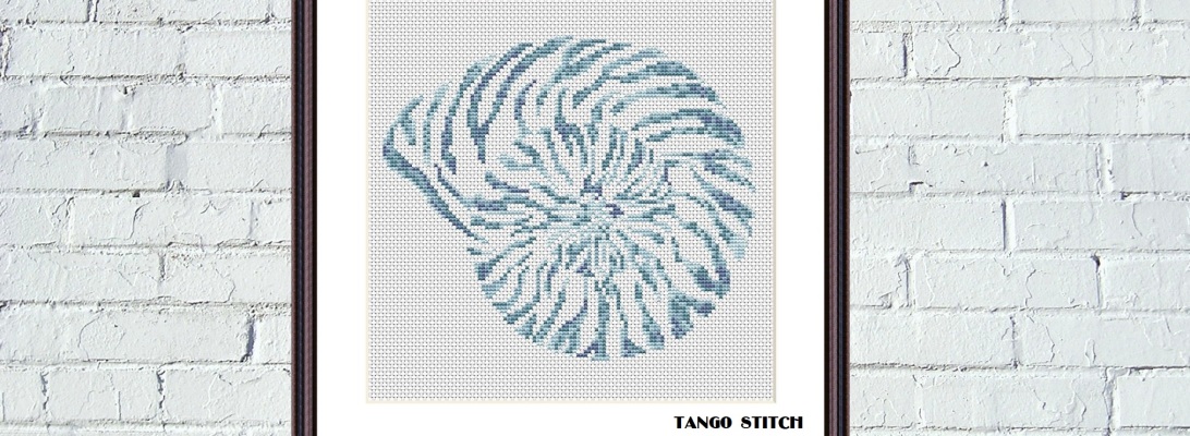 Blue gray shell cross stitch pattern