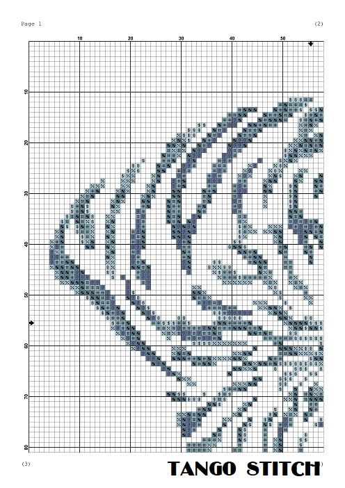 Blue gray shell cross stitch pattern