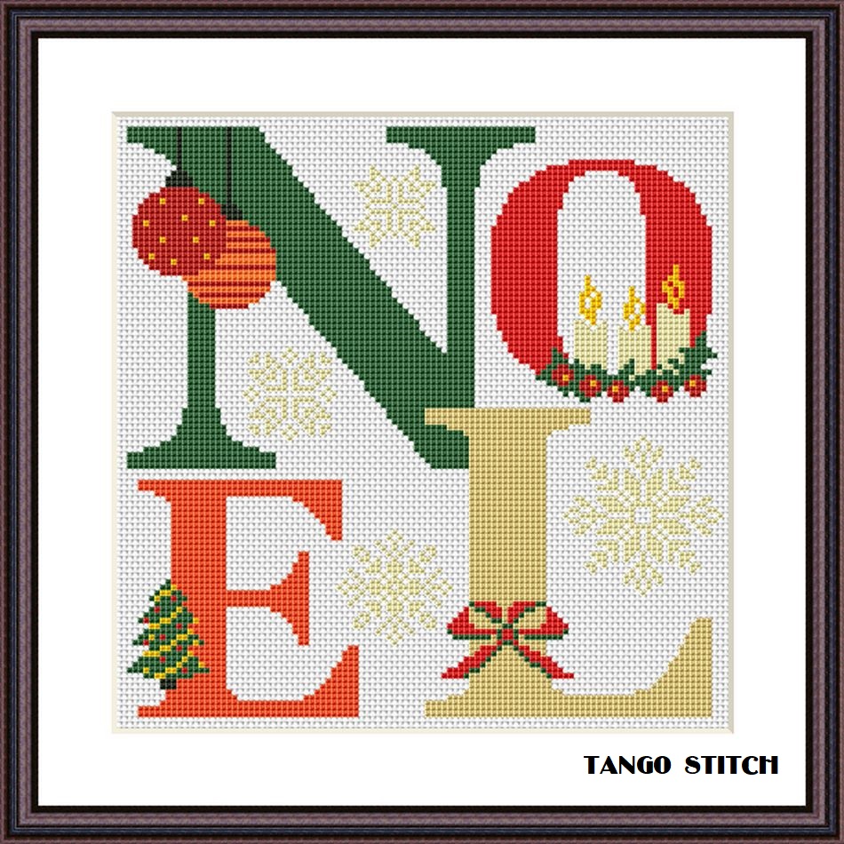 Merry Christmas Noel cross stitch pattern