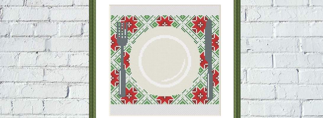Christmas dining mat table plate ornaments cross stitch pattern