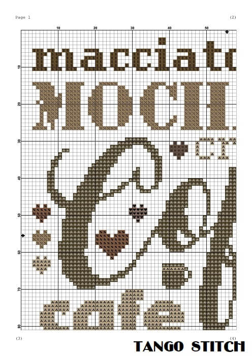 Coffee kitchen tasty natural bean cappuccino cross stitch embroidery - Tango Stitch