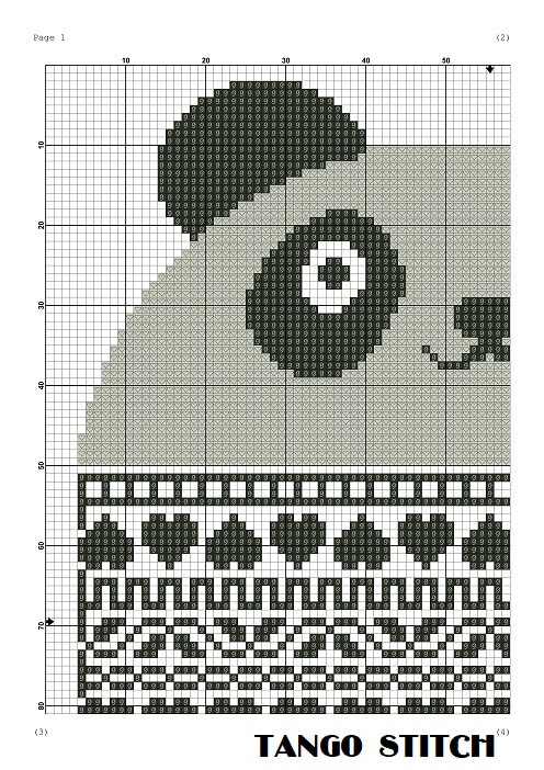 Panda black ornaments cute animals cross stitch pattern - Tango Stitch