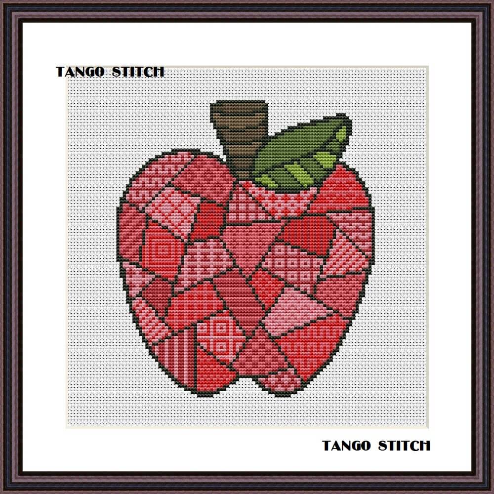 Apple ornament cute fruit cross stitch embroidery pattern