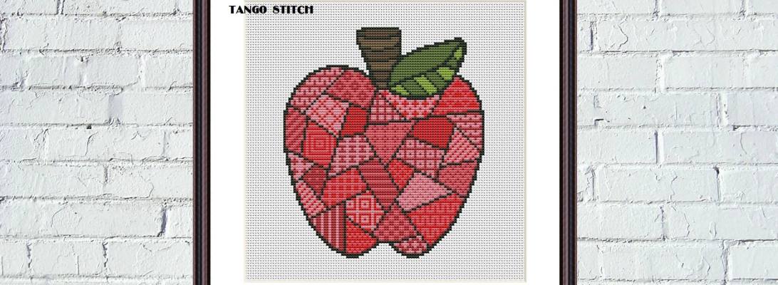 Apple ornament cute fruit cross stitch embroidery pattern