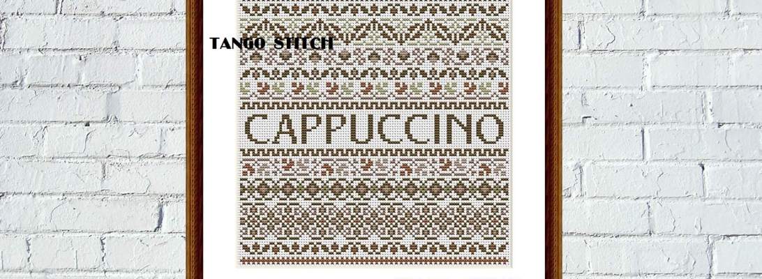 Coffee Cappuccino brown cross stitch ornaments pattern - Tango Stitch