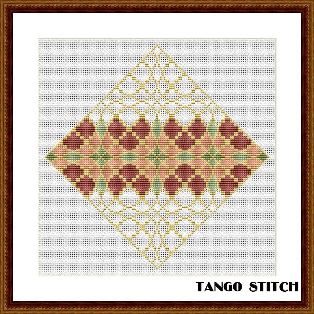 Easy cute rose gold cross stitch ornament embroidery pattern - Tango Stitch