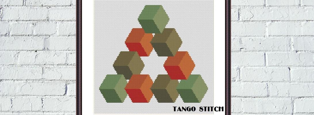 Geometric cubes cute ornaments cross stitch illusion pattern - Tango Stitch