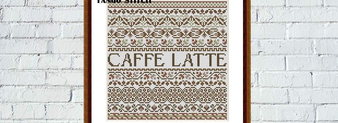 Caffe Latte coffee cross stitch ornaments embroidery pattern