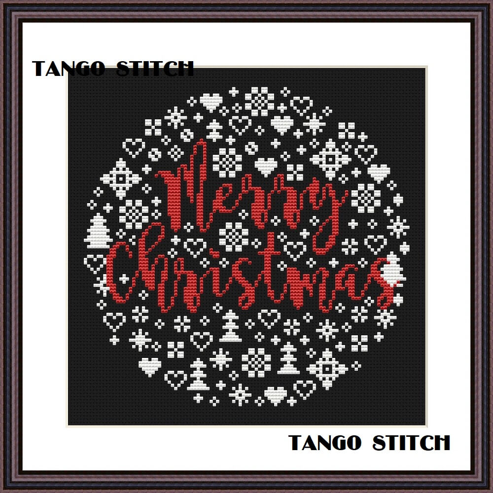 Merry Christmas cross stitch ornaments hand embroidery pattern - Tango Stitch