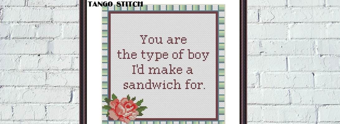 You are the type of boy romantic funny sassy cross stitch pattern - Tango Stitch