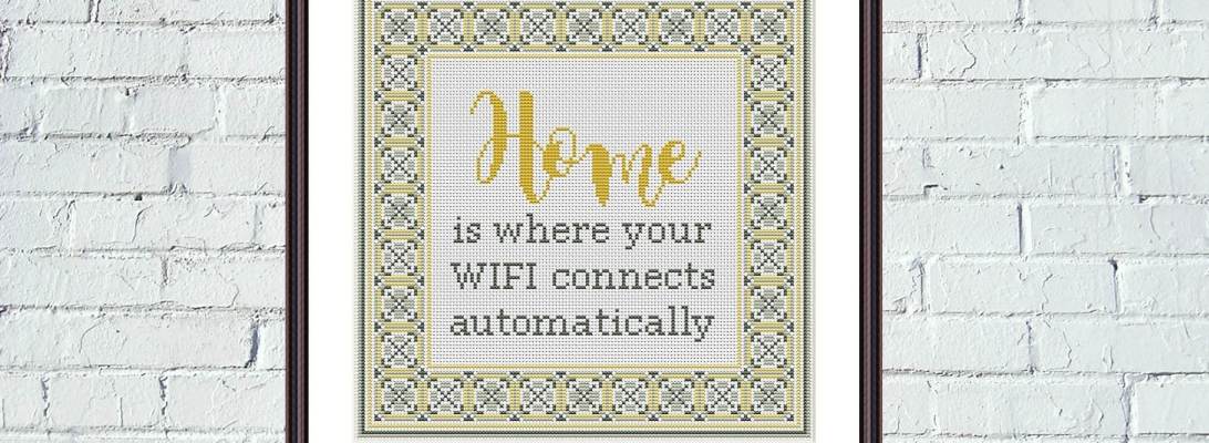 WIFI funny New Home Sweet Home cross stitch embroidery pattern - Tango Stitch
