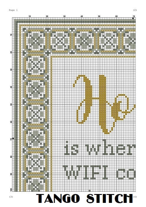 WIFI funny New Home Sweet Home cross stitch embroidery pattern - Tango Stitch