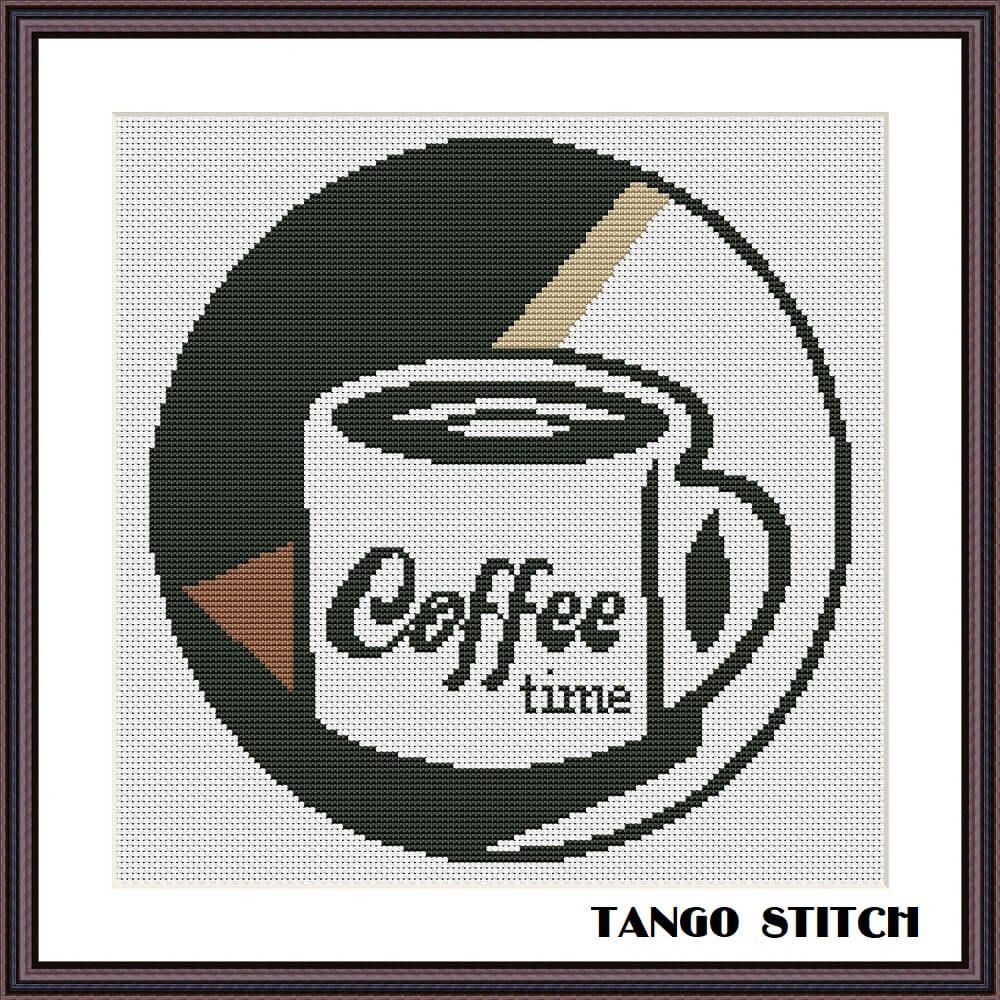 Coffee time easy cross stitch pattern - Tango Stitch