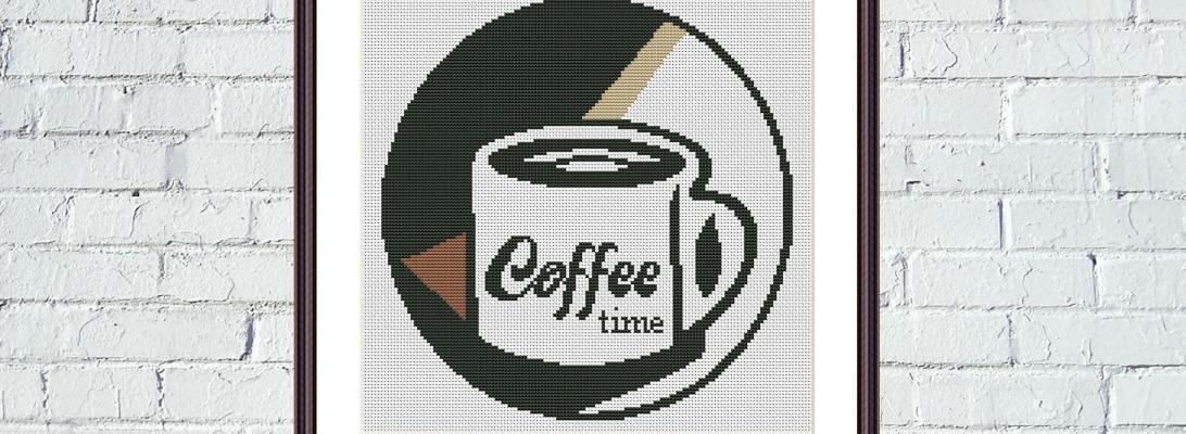 Coffee time easy cross stitch pattern - Tango Stitch