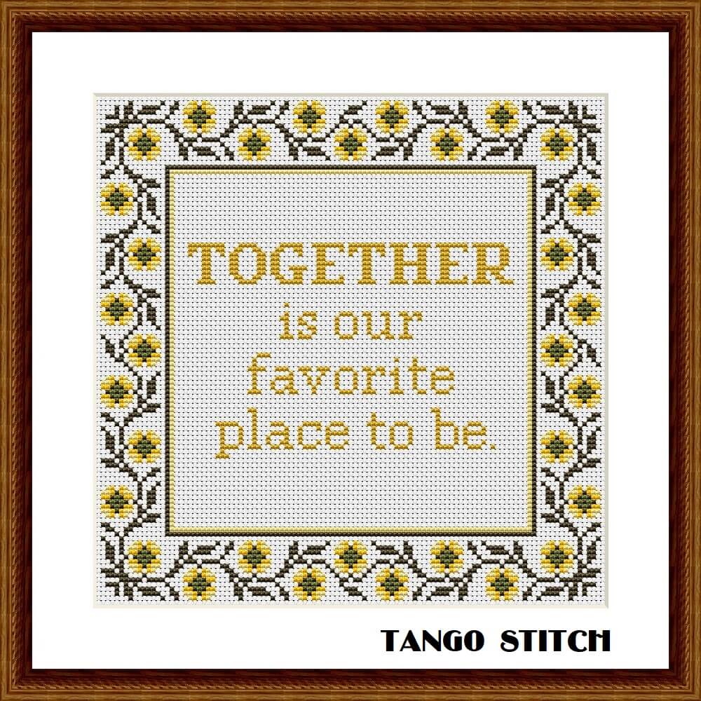 Together funny romantic cross stitch hand embroidery pattern - Tango Stitch