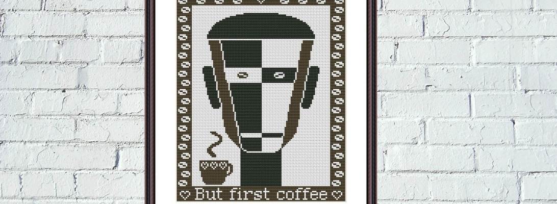 But first coffee funny abstract kitchen cross stitch pattern - Tango Stitch