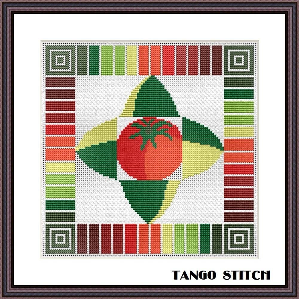 Tomato vegetable abstract art cross stitch pattern - Tango Stitch
