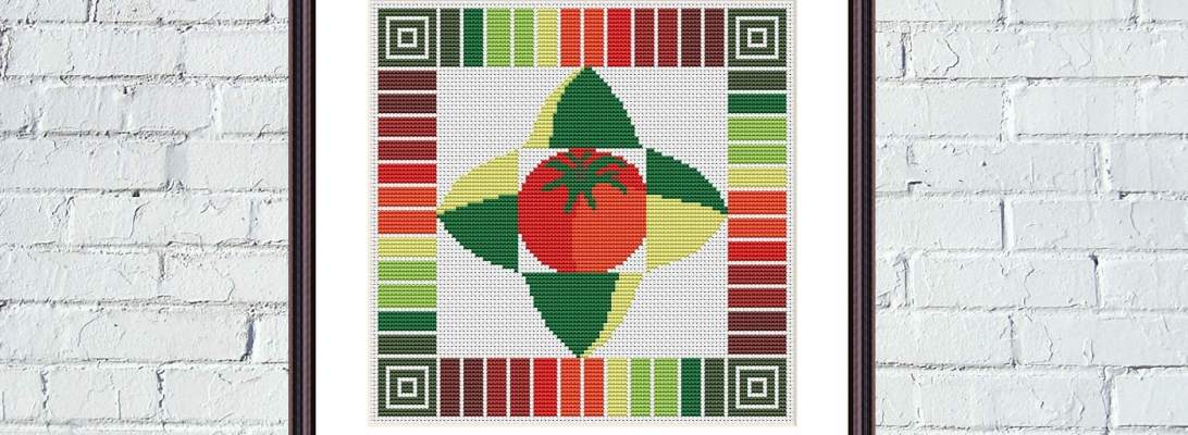 Tomato vegetable abstract art cross stitch pattern - Tango Stitch