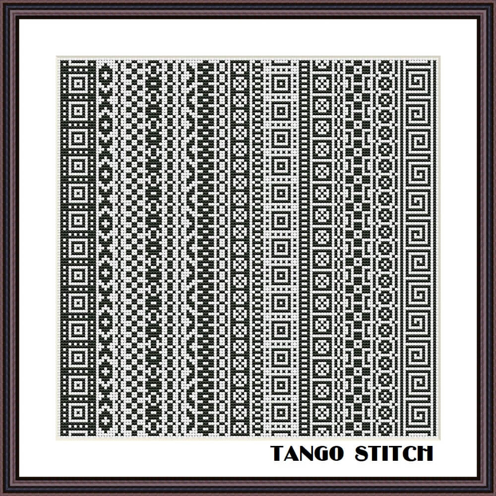 Black cross stich patterns ornament sampler embroidery - Tango Stitch