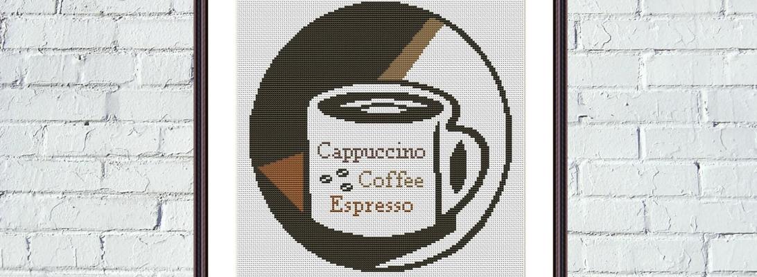 Morning tasty coffee cup cross stitch embroidery pattern - Tango Stitch