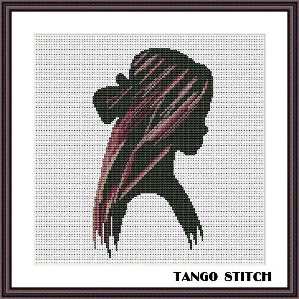 Abstract girl silhouette easy cross stitch pattern - Tango Stitch