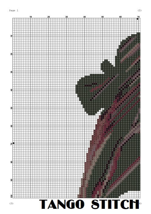 Abstract girl silhouette easy cross stitch pattern - Tango Stitch