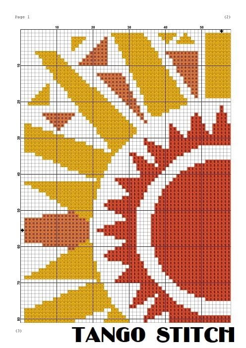 Geometric abstract summer sunshine simple cross stitch pattern - Tango Stitch