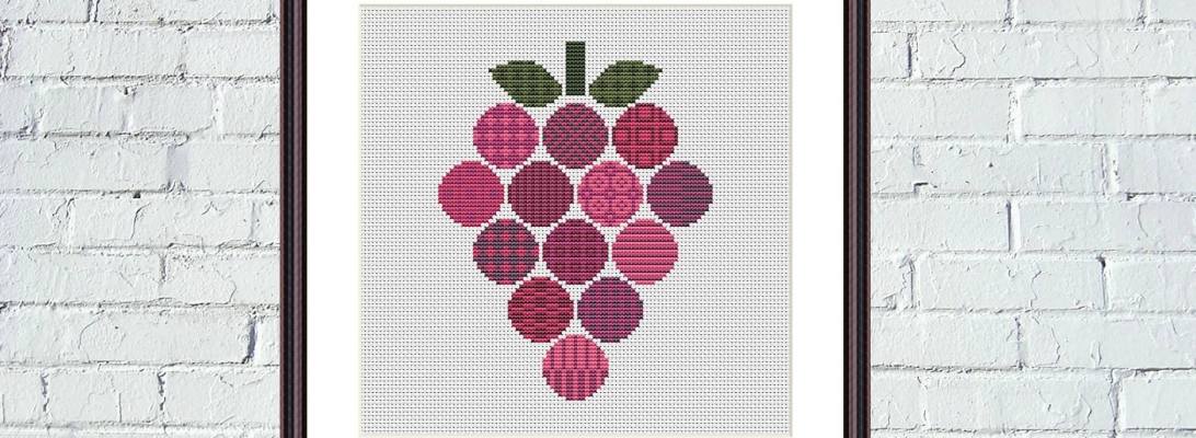 Grape abstract cross stitch ornament art embroidery pattern - Tango Stitch