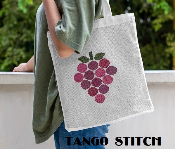 Grape abstract cross stitch ornament art embroidery pattern - Tango Stitch