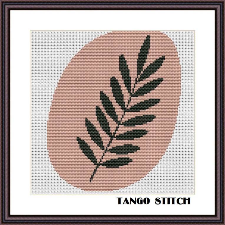 Simple abstract leaf Scandinavian design cross stitch pattern - Tango Stitch