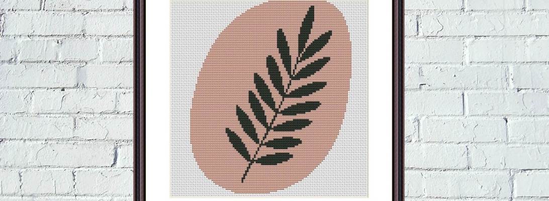 Simple abstract leaf Scandinavian design cross stitch pattern - Tango Stitch