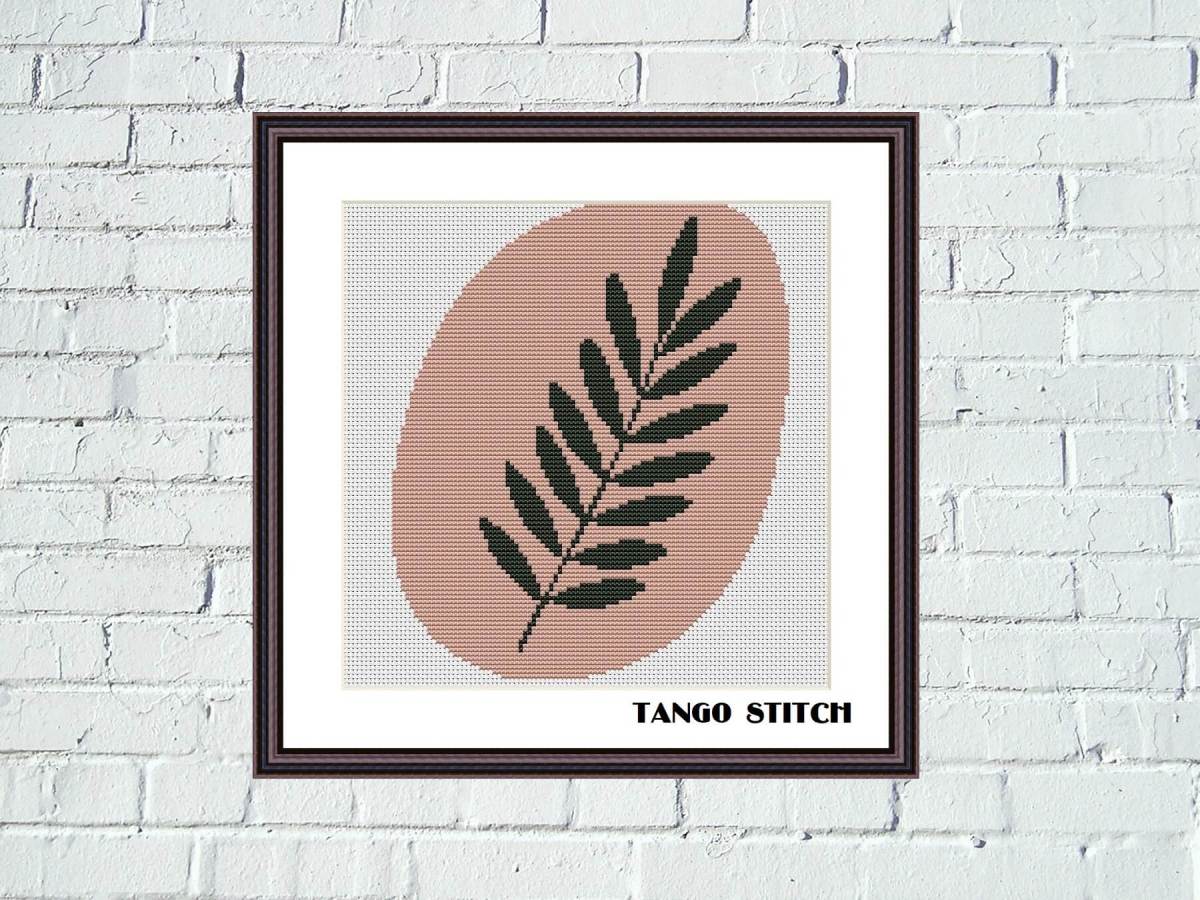 Simple abstract leaf Scandinavian design cross stitch pattern
