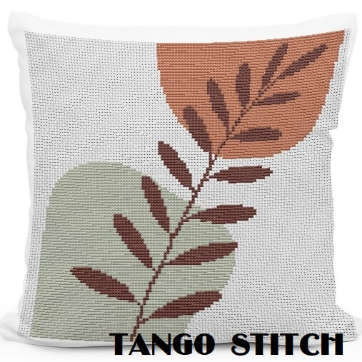 Scandinavian style leaf modern cross stitch pattern - Tango Stitch