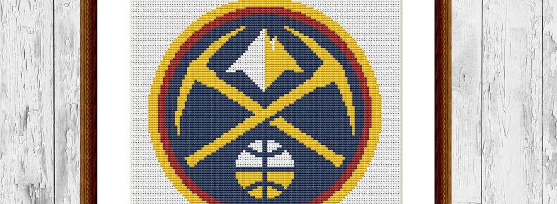 Denver Nuggets modern counted cross stitch embroidery pattern