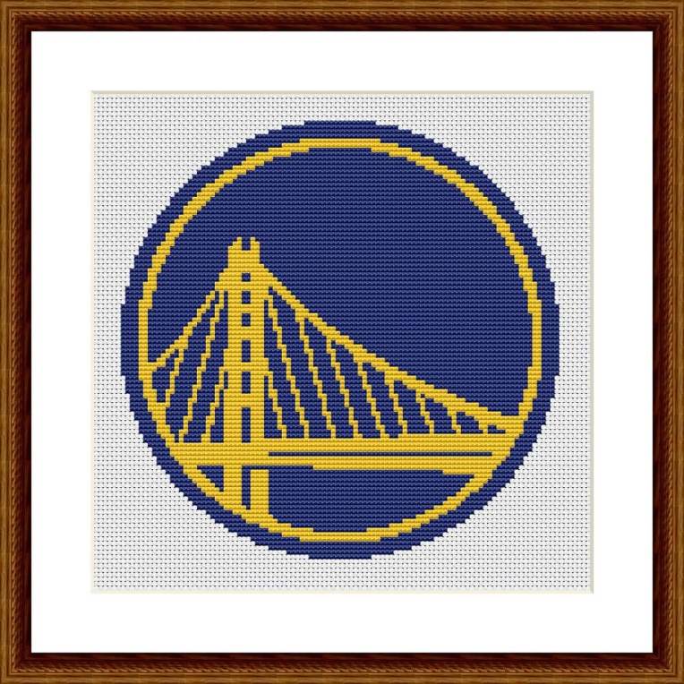 Golden State Warriors modern counted cross stitch embroidery pattern