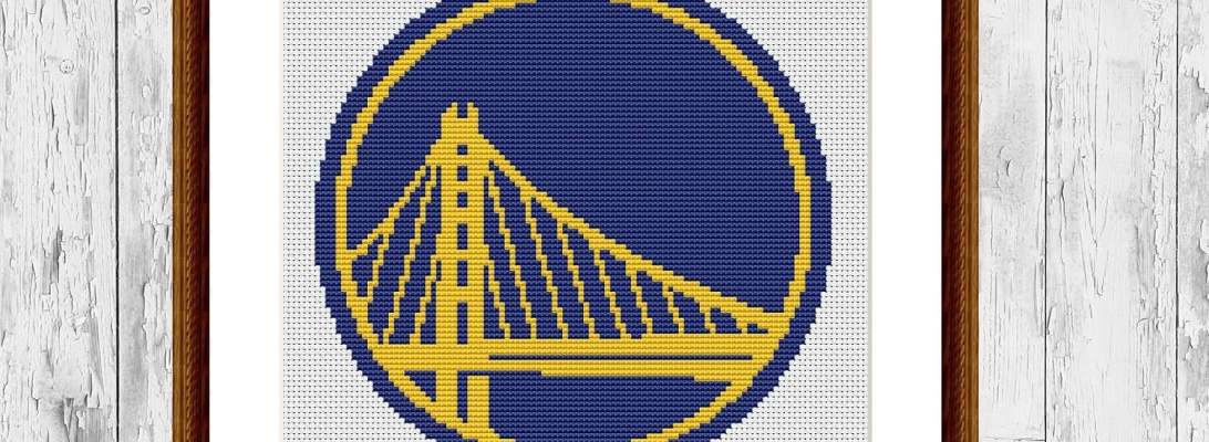 Golden State Warriors modern counted cross stitch embroidery pattern