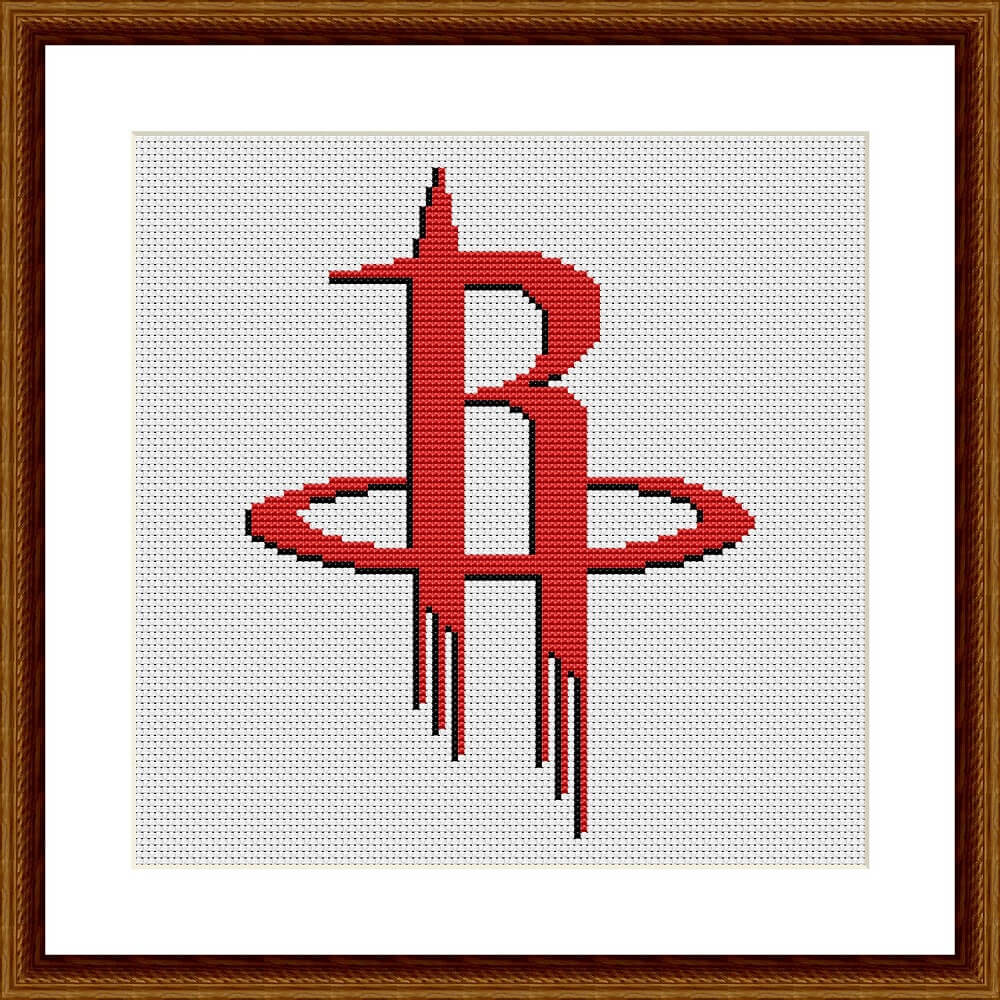 Houston Rockets modern counted cross stitch embroidery pattern
