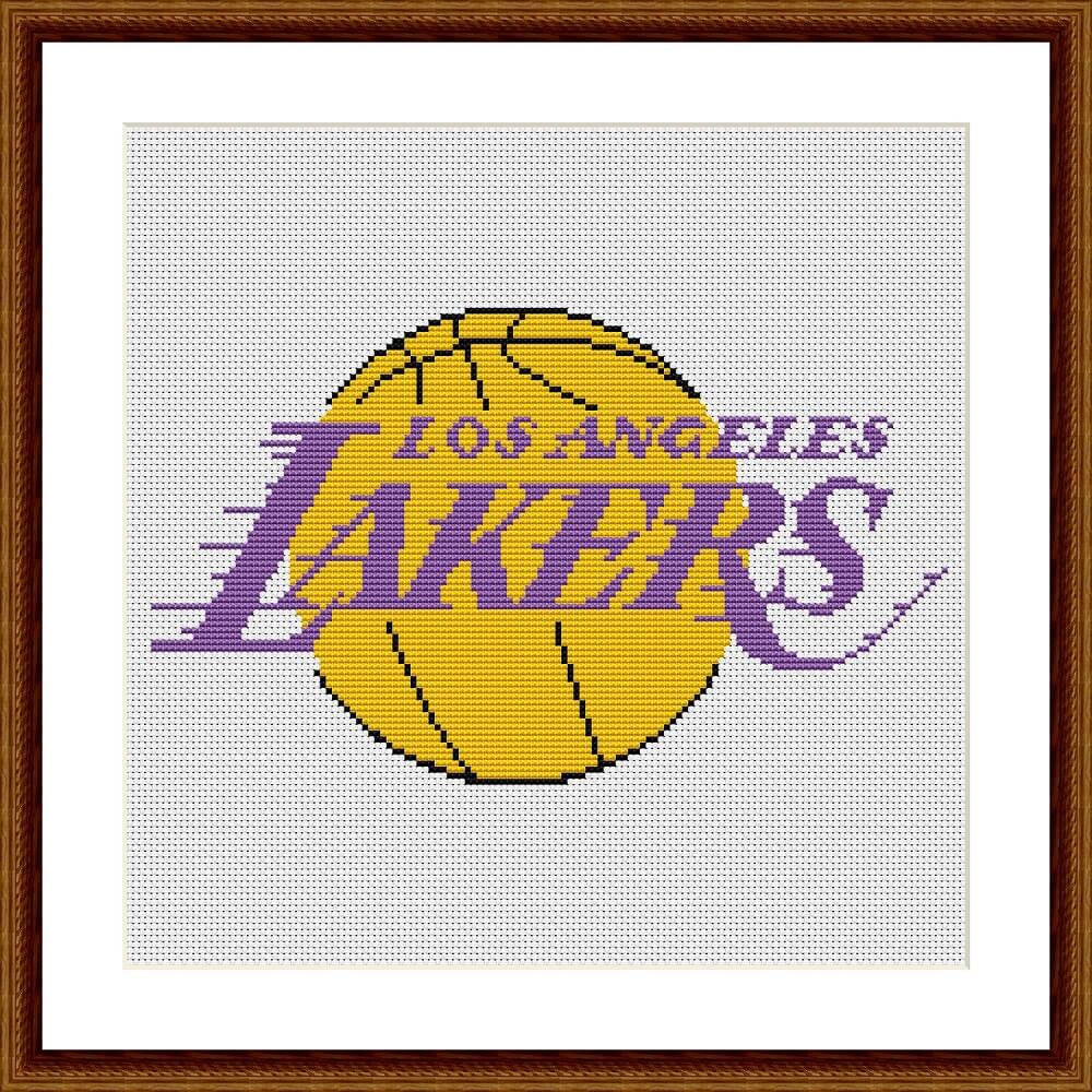 Los Angeles Lakers modern counted cross stitch embroidery pattern