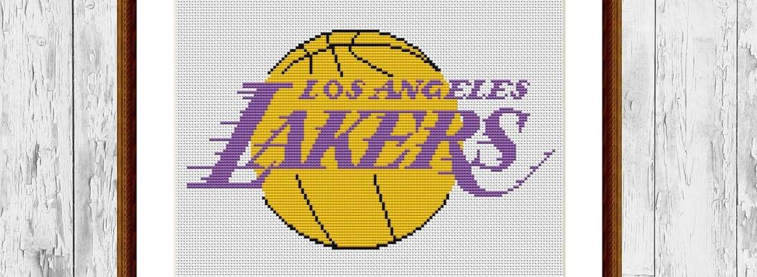 Los Angeles Lakers modern counted cross stitch embroidery pattern
