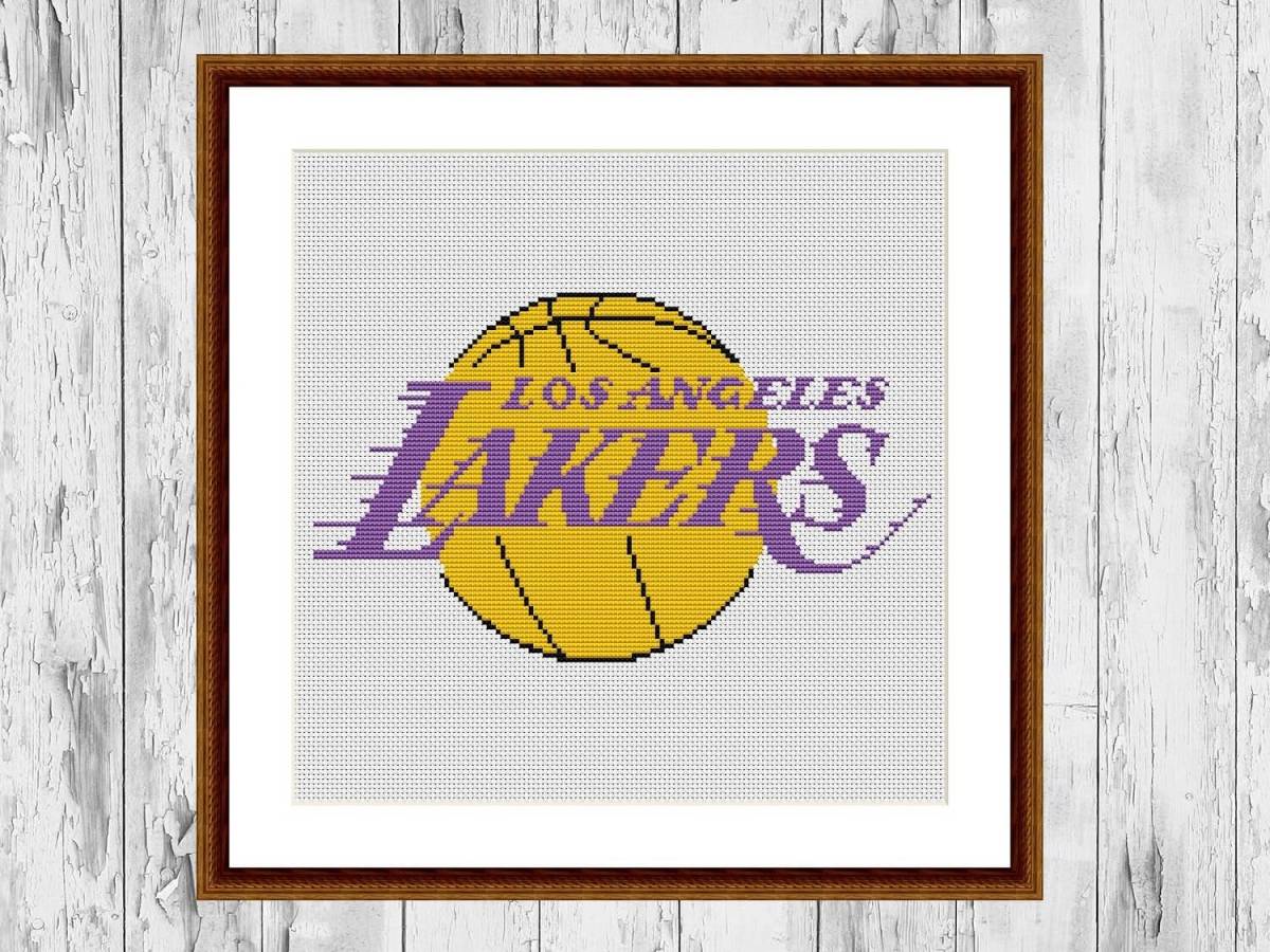 Los Angeles Lakers modern counted cross stitch embroidery pattern