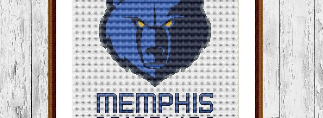 Memphis Grizzlies modern counted cross stitch embroidery pattern
