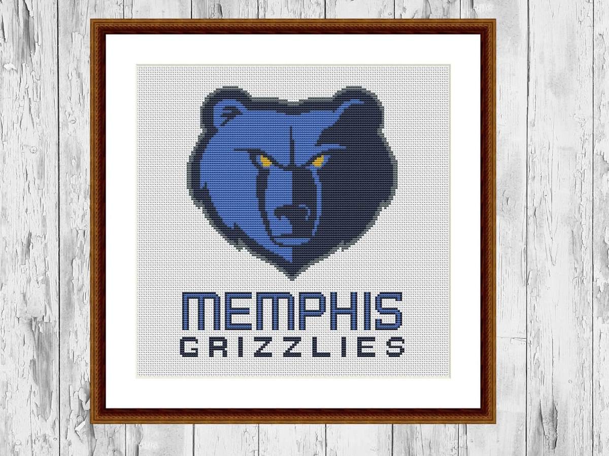 Memphis Grizzlies modern counted cross stitch embroidery pattern